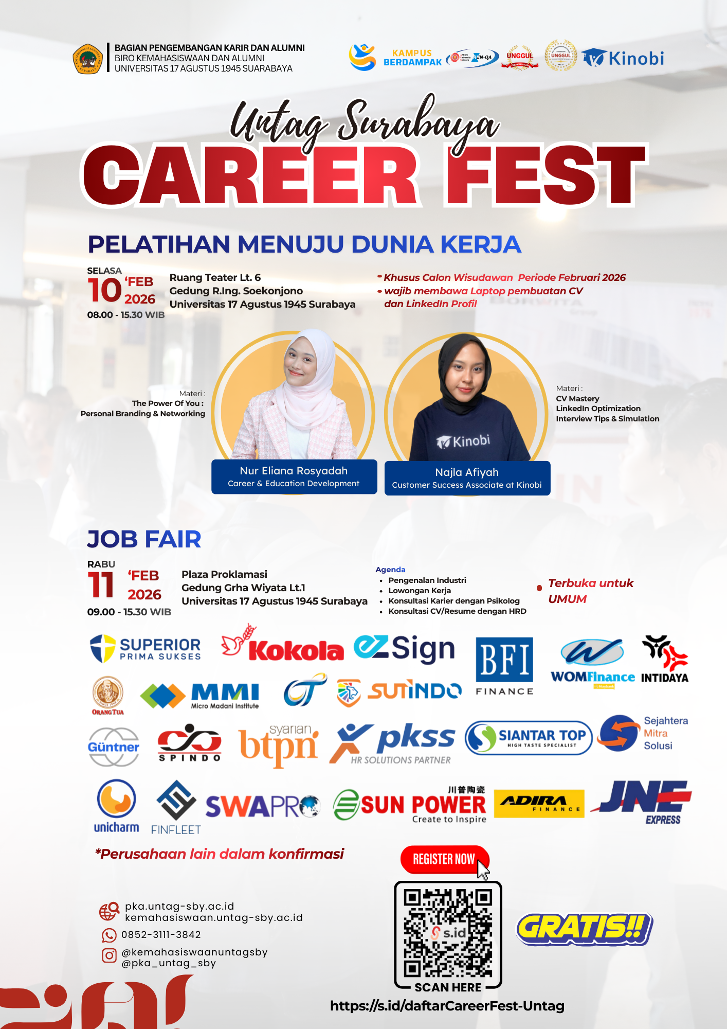 Untag Surabaya Gelar Career Fest 2026, Siapkan Calon Wisudawan Hadapi Dunia Kerja