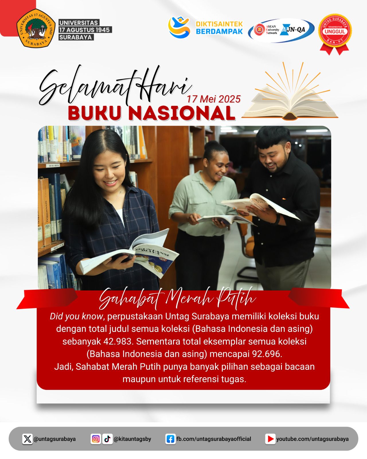 UNTAG Surabaya Rayakan Hari Buku Nasional 17 Mei 2025 dengan Semangat Literasi di Kalangan Mahasiswa
