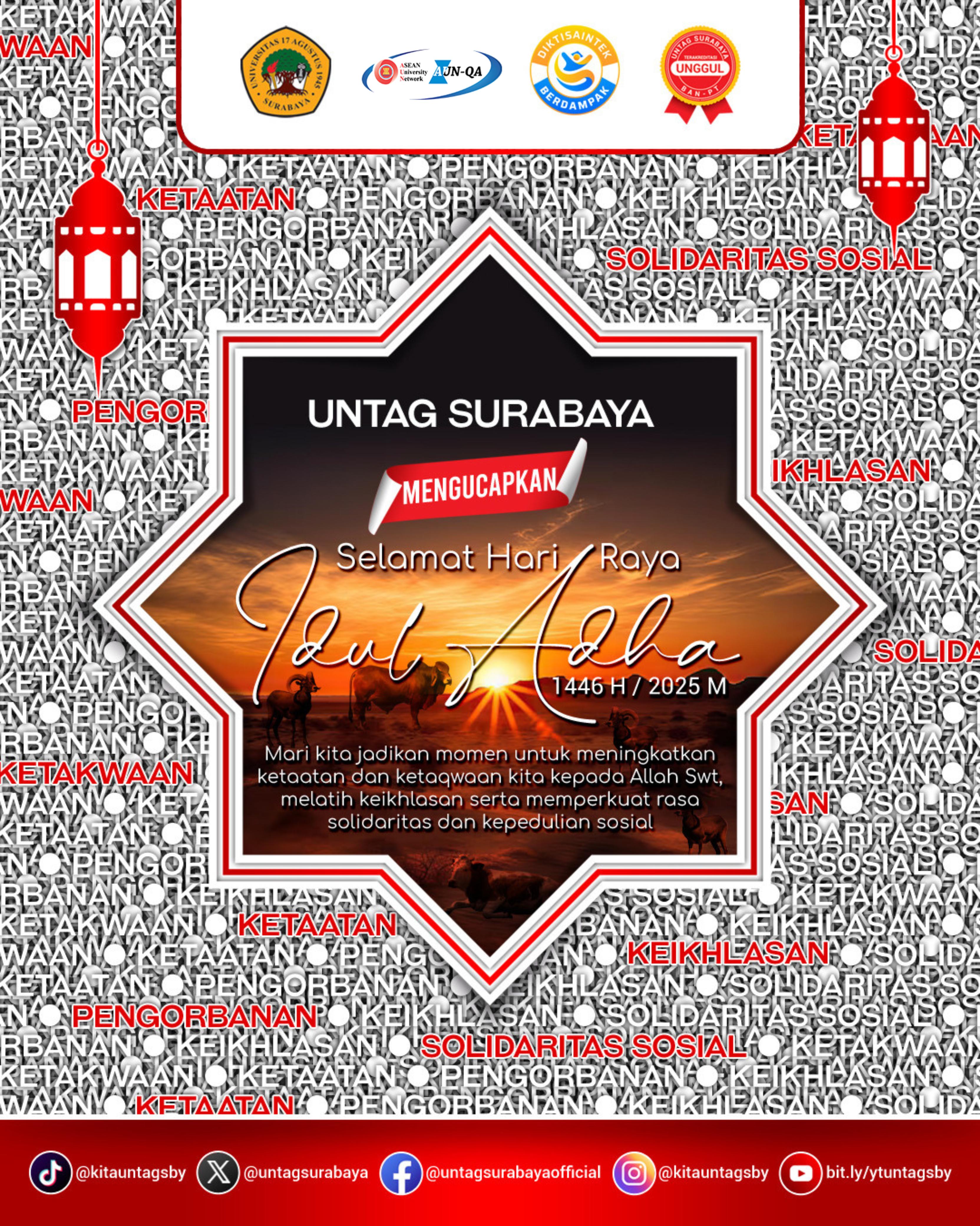 UNTAG Surabaya Ucapkan Selamat Hari Raya Idul Adha 1446 H / 2025 M