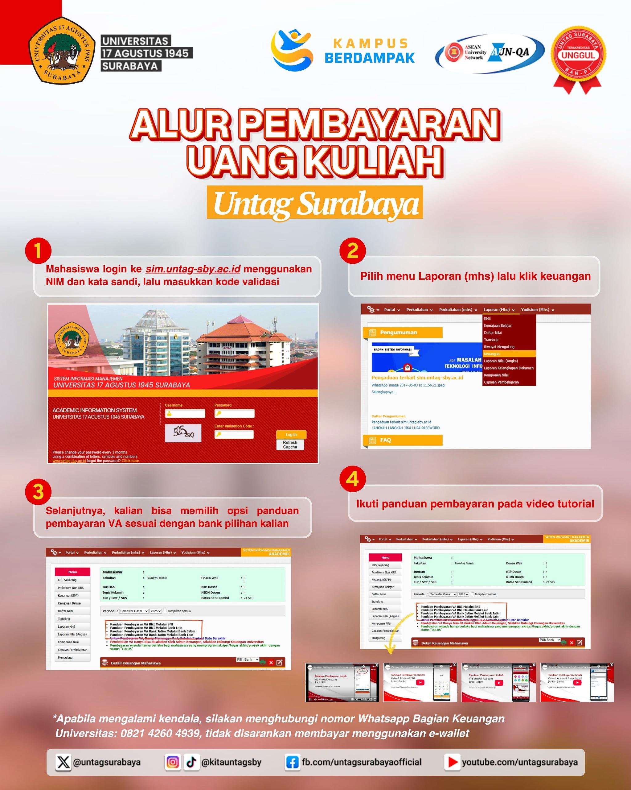 UNTAG Surabaya Sosialisasikan Alur Pembayaran Uang Kuliah Secara Online