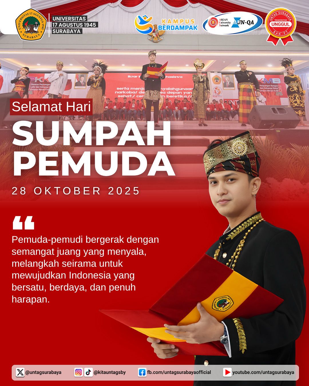 UNTAG Surabaya Peringati Hari Sumpah Pemuda 2025: Kobarkan Semangat Persatuan dan Harapan untuk Indonesia