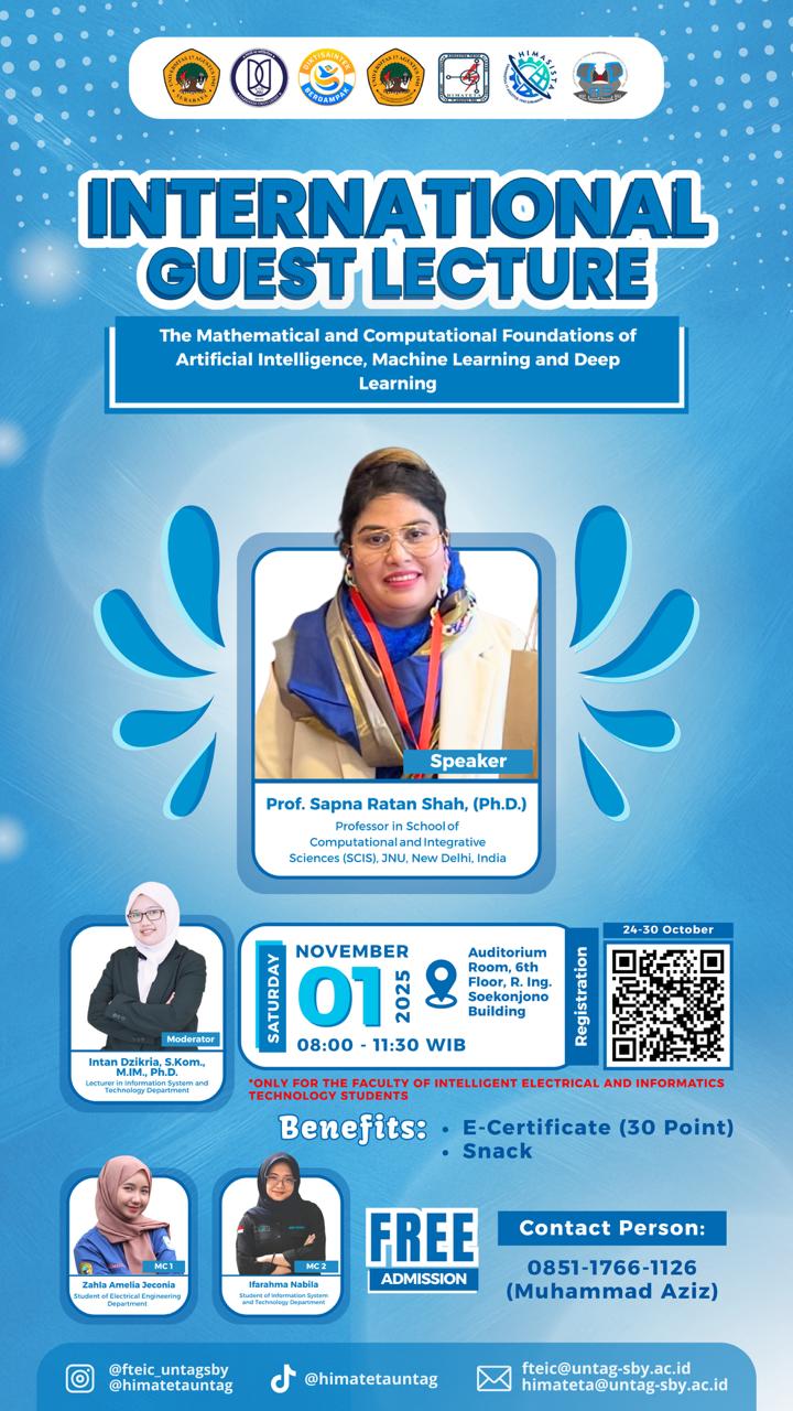 International Guest Lecture UNTAG Surabaya Hadirkan Pakar AI dari India: Bahas Fondasi Matematika dan Komputasi dalam Kecerdasan Buatan