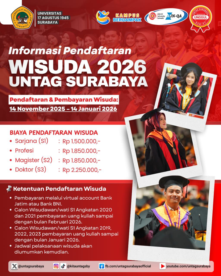 UNTAG Surabaya Buka Pendaftaran Wisuda Tahun 2026
