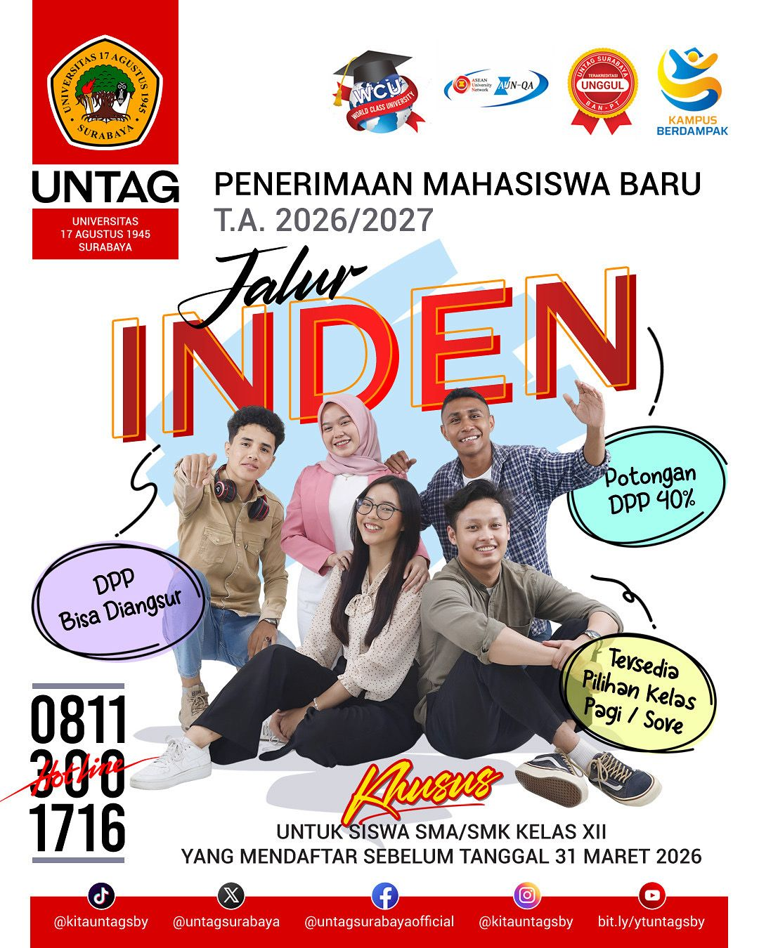 Untag Surabaya Buka Penerimaan Mahasiswa Baru Jalur Inden Tahun Akademik 2026/2027