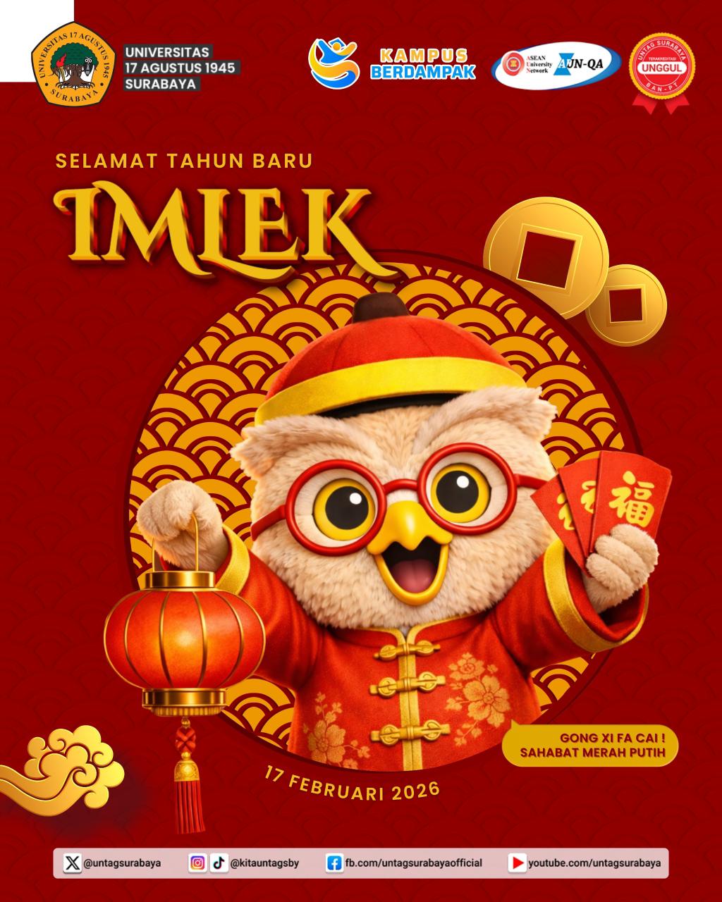 Untag Surabaya Ucapkan Selamat Tahun Baru Imlek 2026