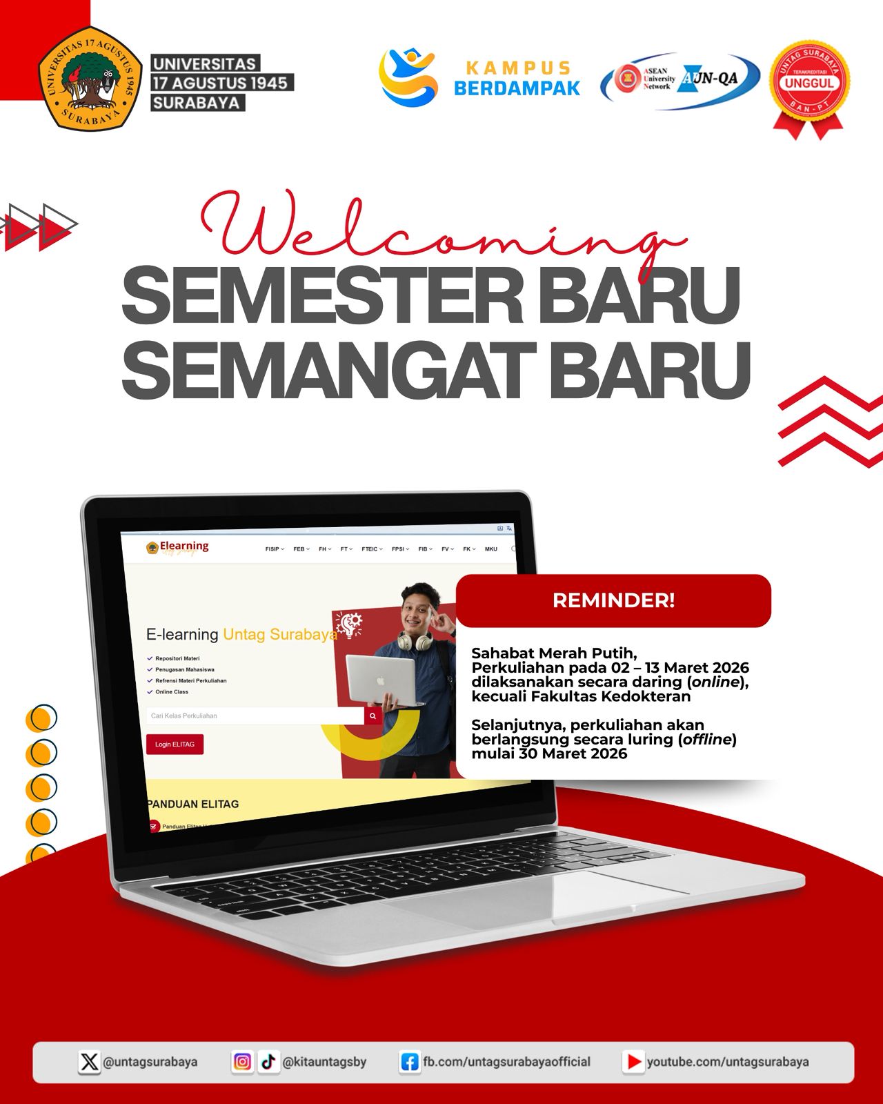 Untag Surabaya Sambut Semester Genap 2025/2026 dengan Semangat Baru