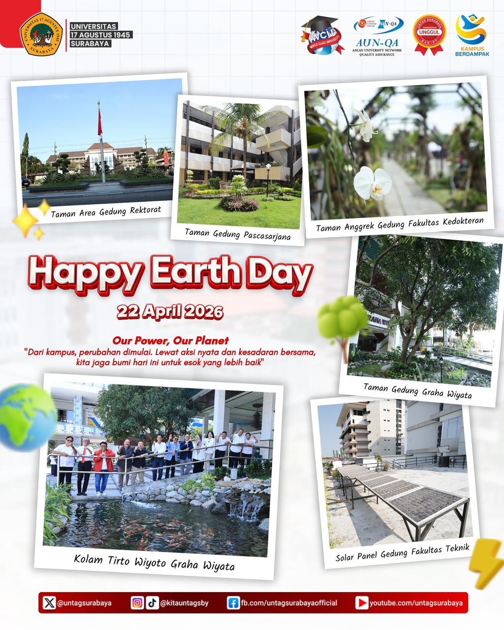 Untag Surabaya Peringati Hari Bumi 2026 dengan Komitmen Nyata terhadap Lingkungan Berkelanjutan