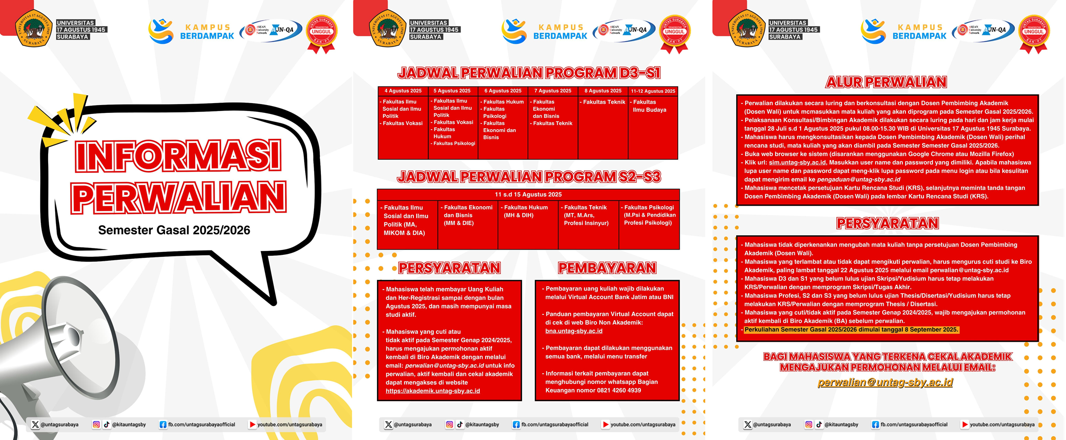 UNTAG Surabaya Rilis Jadwal Perwalian Semester Gasal 2025/2026