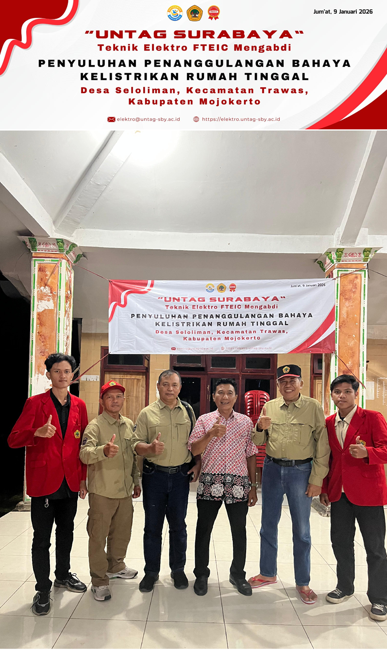 Teknik Elektro FTEIC UNTAG Surabaya Gelar Penyuluhan Bahaya Kelistrikan Rumah Tinggal di Mojokerto